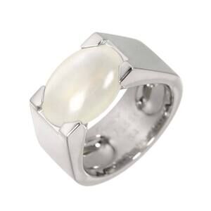 Cartier Tanquissim Ring #54, Moonstone, 18K White Gold (750)